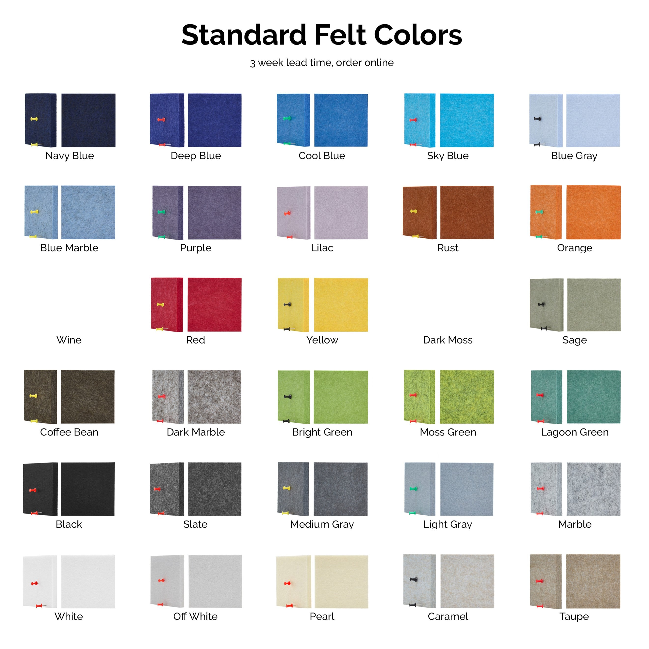 Color Samples - Standard Colors – TheQuietRoom Samples
